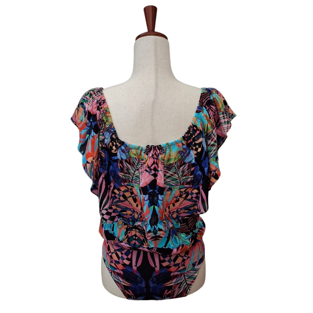 NWT Desigual Multicolor Tropical Print Women's Bodysuit - Picture 2 of 11